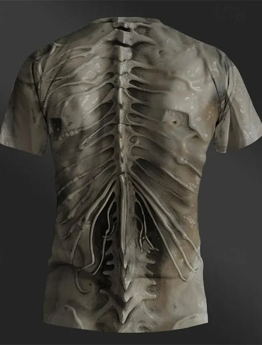 3D Print Vintage Skeleton Graphic Design Casual Tees Street Style Tops Men's T shirt Short Sleeve O-Neck Shirts Summer Clothing